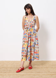FRNCH ACHOUAK PRINT MARCHE BLANC DRESS