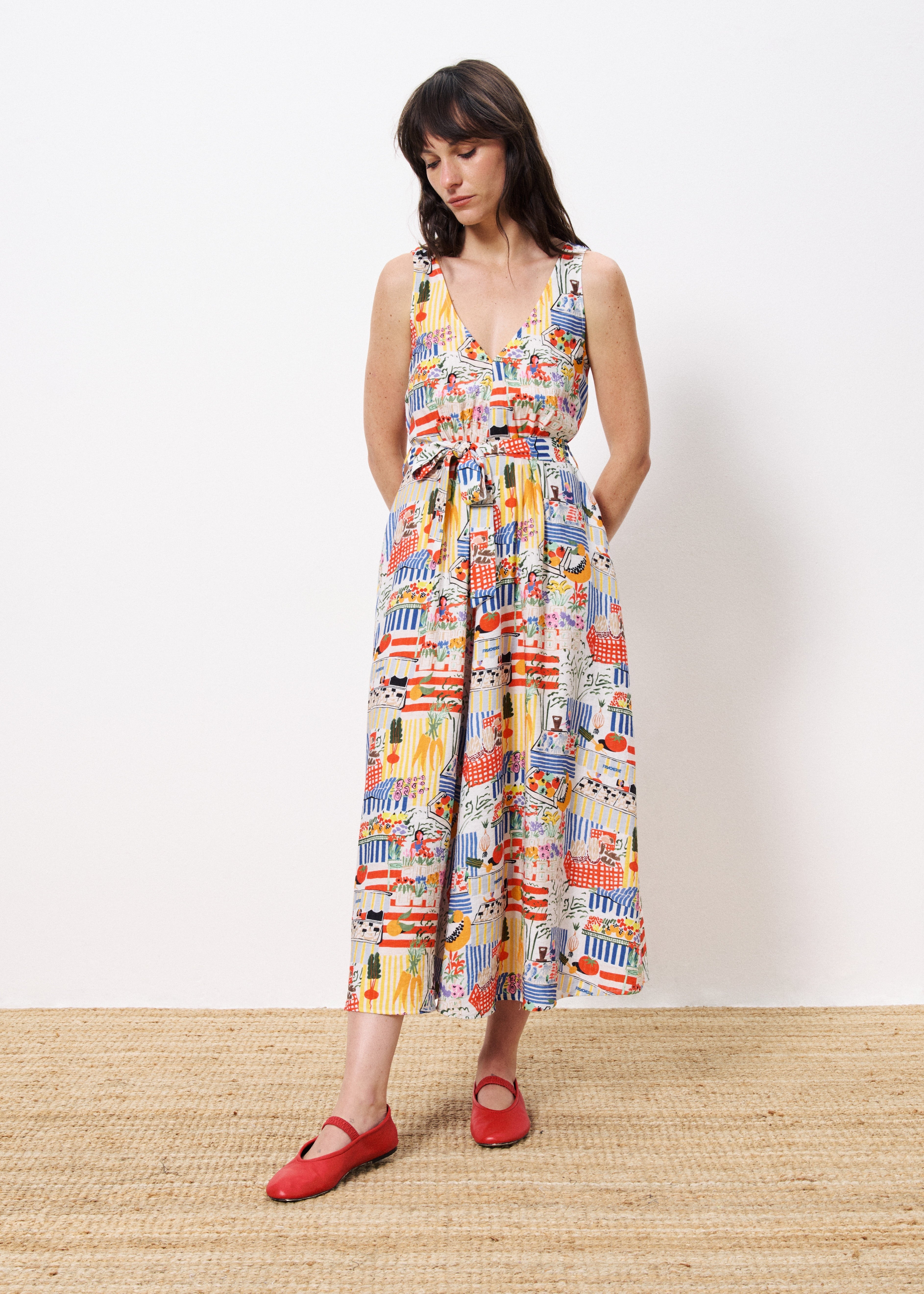 FRNCH ACHOUAK PRINT MARCHE BLANC DRESS