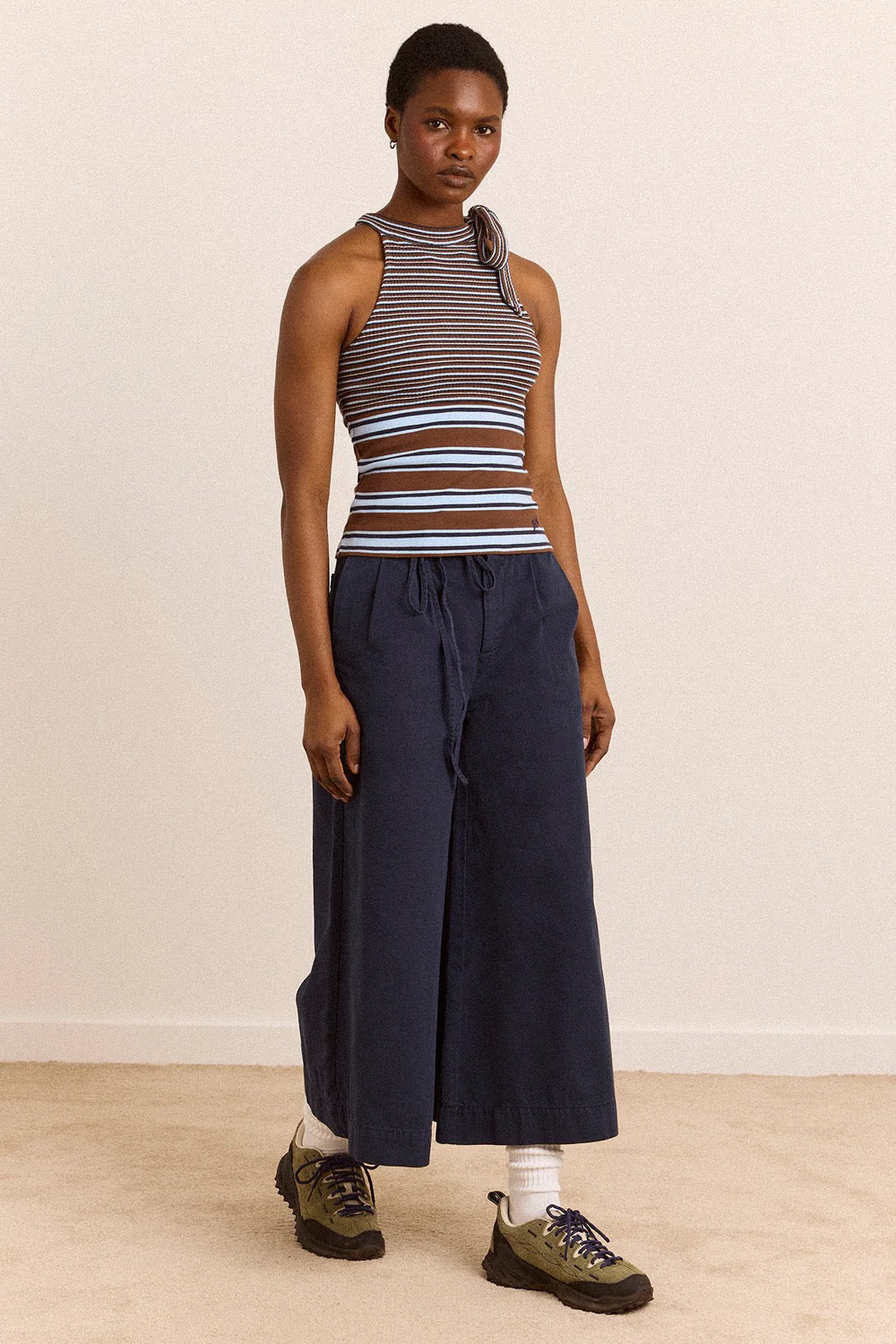 DAMSON MADDER  ORIANA HI NECK BLUE STRIPE