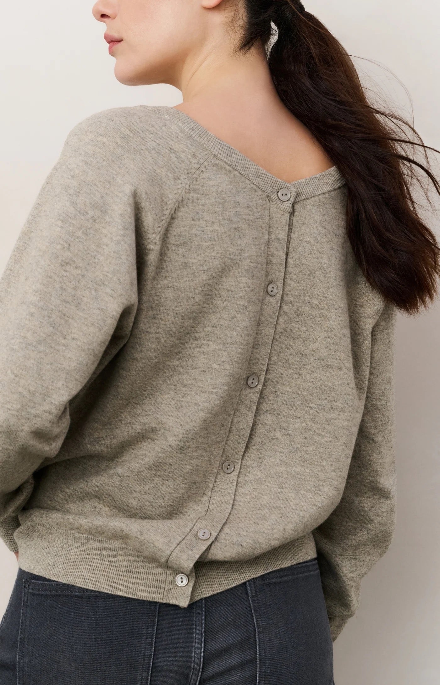 YAYA  DEEP V NECK BROWNISH GREY