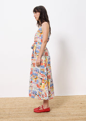 FRNCH ACHOUAK PRINT MARCHE BLANC DRESS
