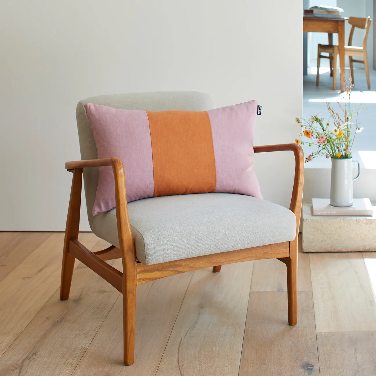 LINEN CUSHION DUSKY/GINGER