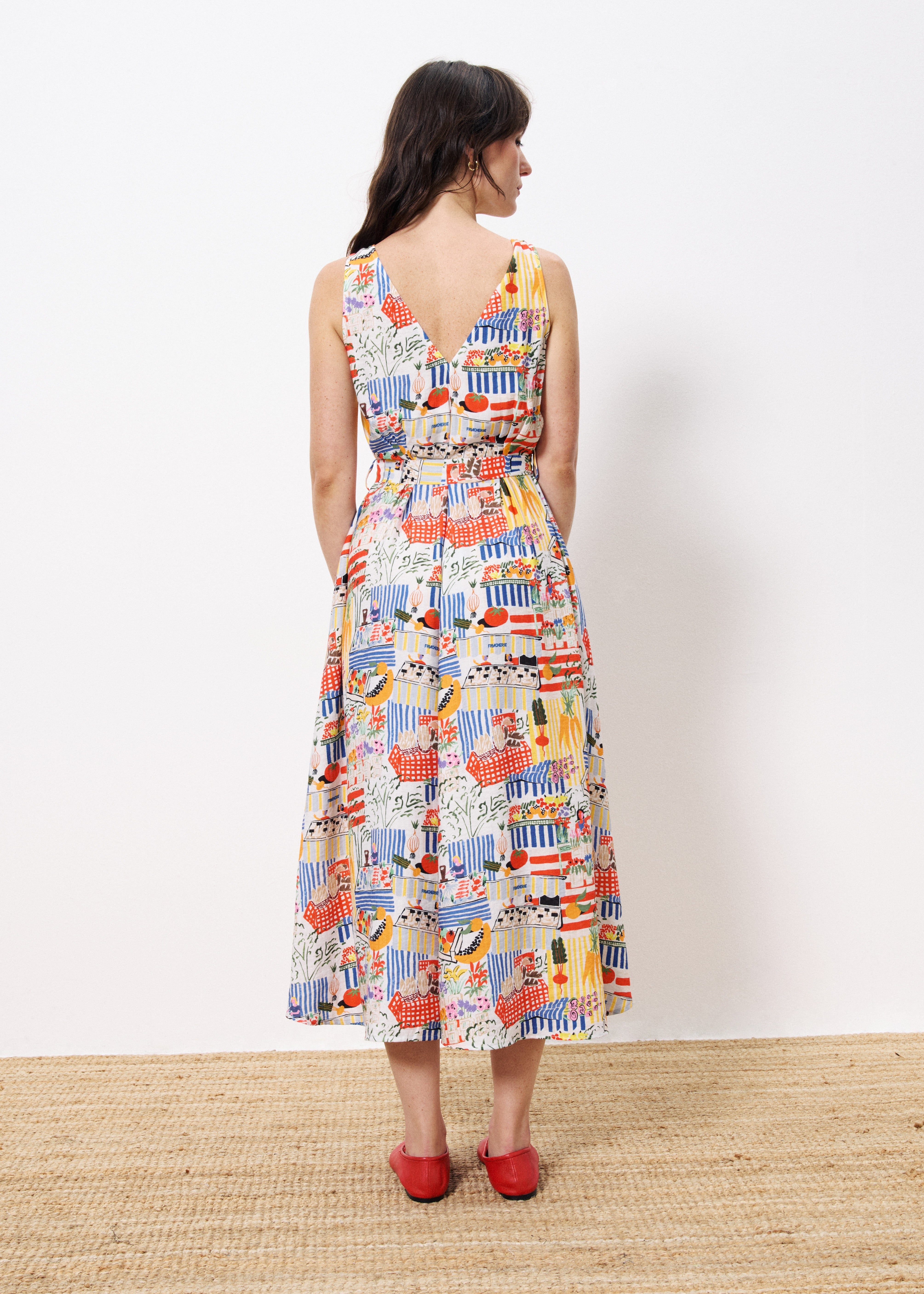 FRNCH ACHOUAK PRINT MARCHE BLANC DRESS