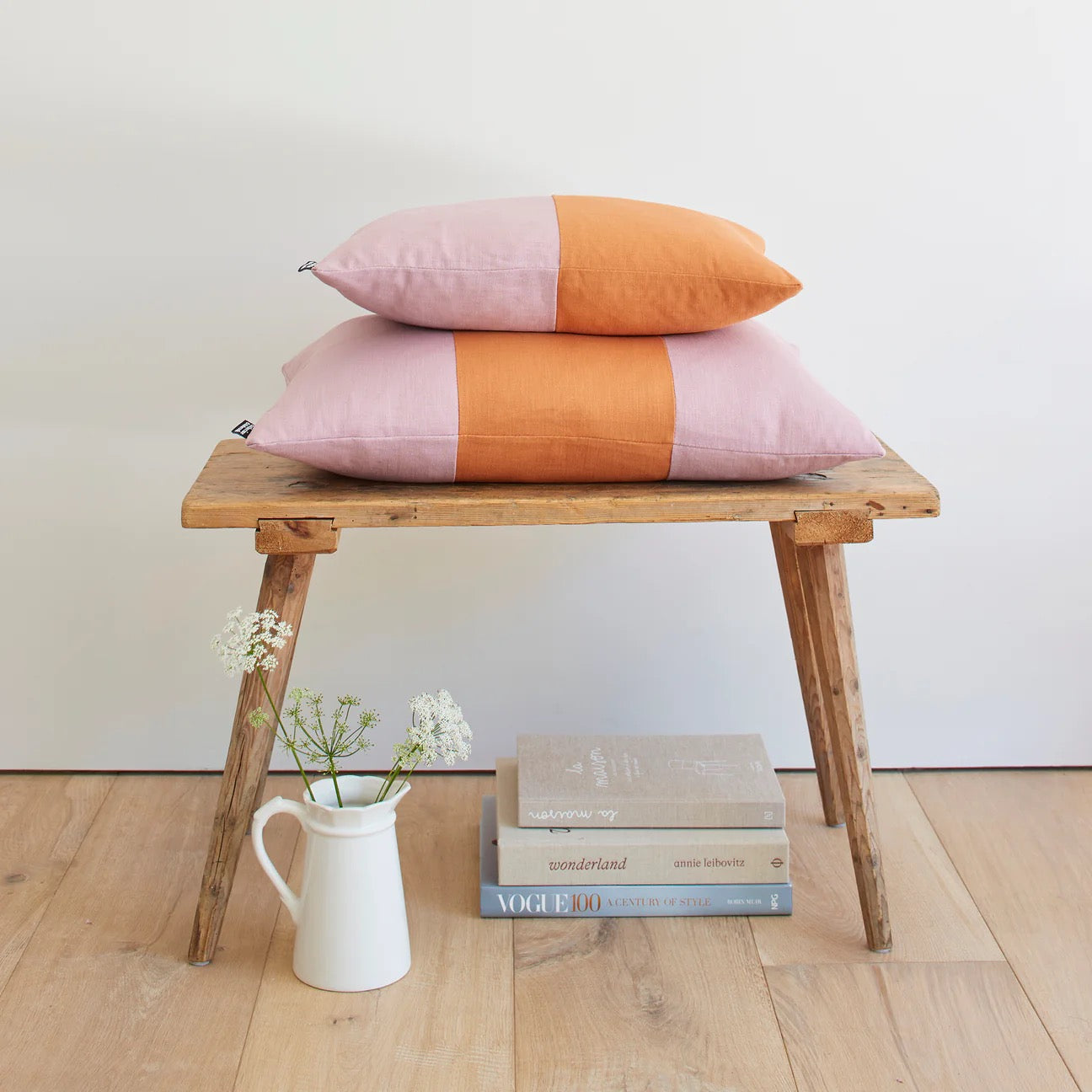 LINEN CUSHION DUSKY/GINGER