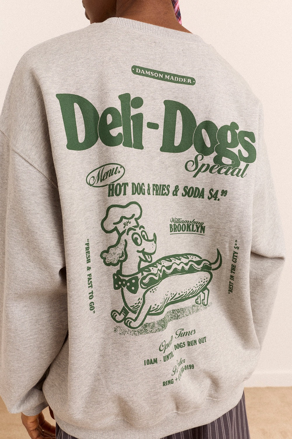 DAMSON MADDER  DELI DOG SWEAT GREY MARL