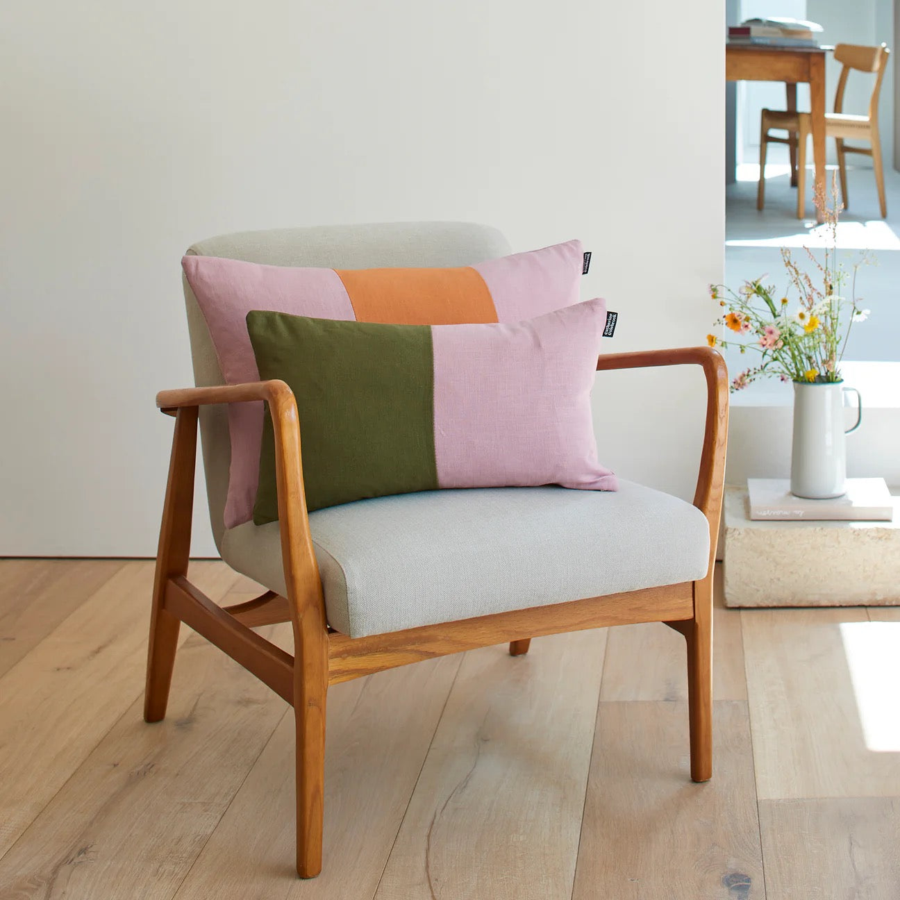 LINEN CUSHION DUSKY/GINGER