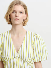 FRENCH CONNECTION  CAMBRIA PEPLUM YELLOW-NAVY STRIPE