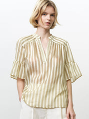 FRENCH CONNECTION  ADELINE STRIPED CREAM GREEN