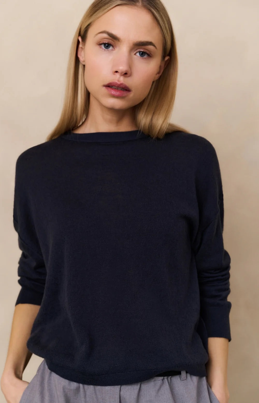 YAYA TEXTURED CREW INKWELL BLUE