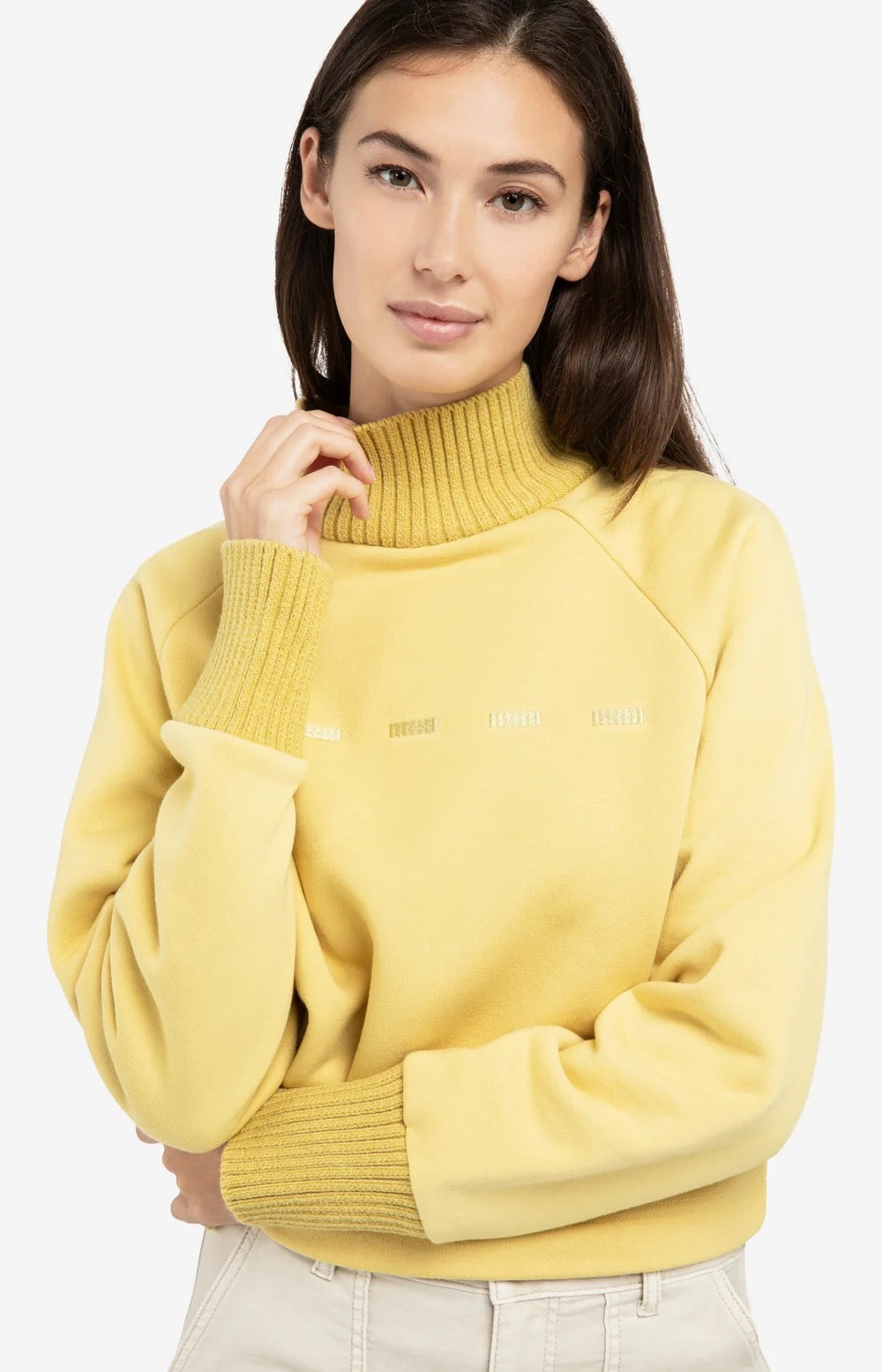 YAYA KNITTED COLLAR MOSS GREEN