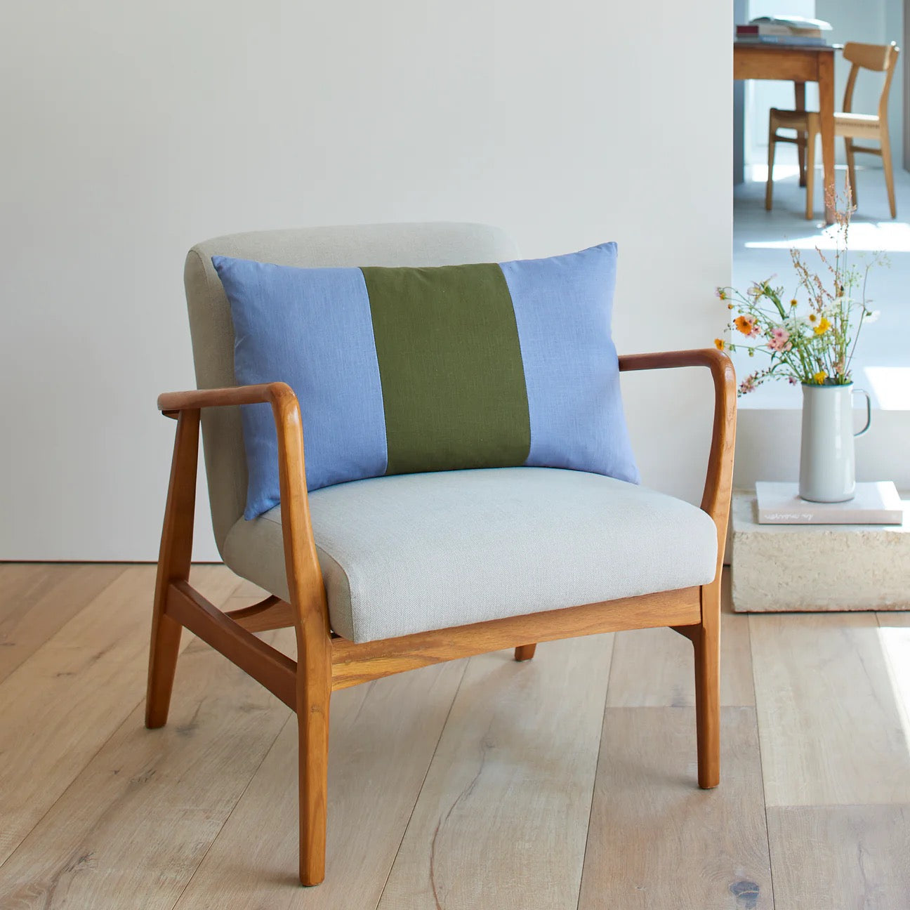 LINEN CUSHION DENIM/JUNGLE