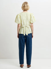 FRENCH CONNECTION  CAMBRIA PEPLUM YELLOW-NAVY STRIPE