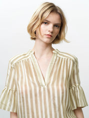 FRENCH CONNECTION  ADELINE STRIPED CREAM GREEN