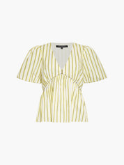 FRENCH CONNECTION  CAMBRIA PEPLUM YELLOW-NAVY STRIPE