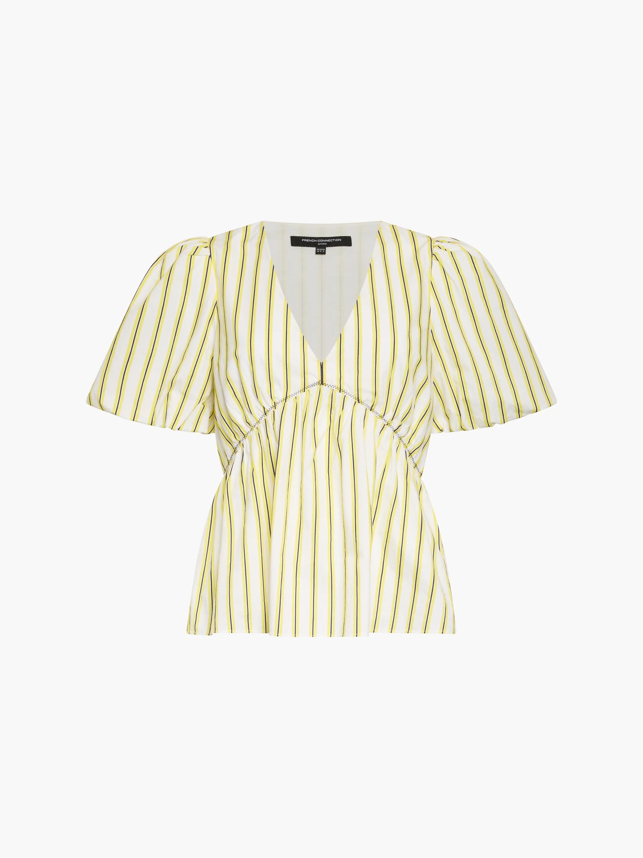 FRENCH CONNECTION  CAMBRIA PEPLUM YELLOW-NAVY STRIPE