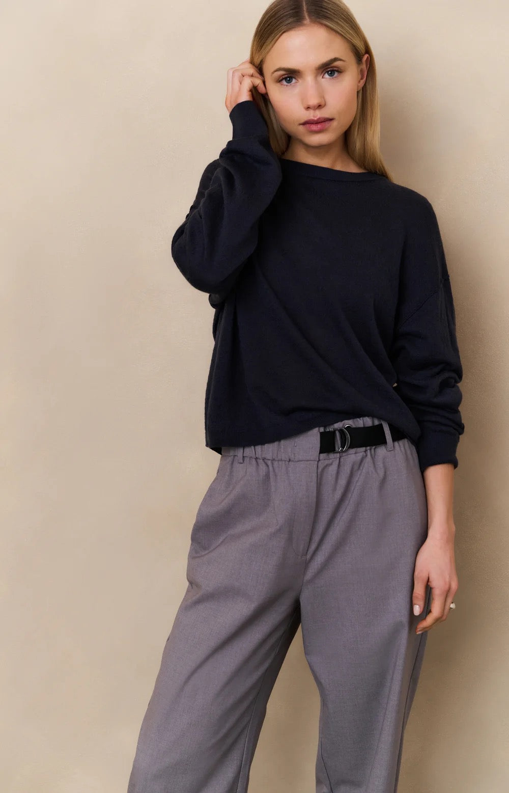 YAYA TEXTURED CREW INKWELL BLUE