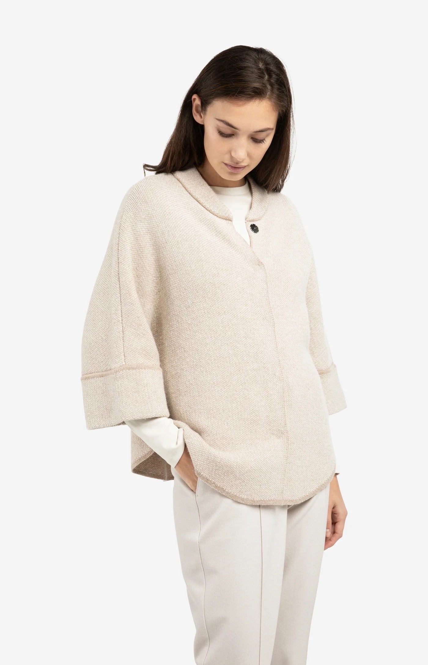 YAYA PONCHO CARIDGAN OXFORD TAN BROWN