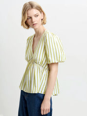 FRENCH CONNECTION  CAMBRIA PEPLUM YELLOW-NAVY STRIPE