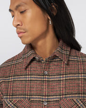 EDWIN JULIUS BURGUNDY CHECK OVERSHIRT