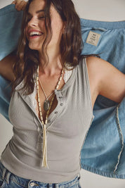 FREE PEOPLE  JAMIE HENLEY TANK QUIET GREY