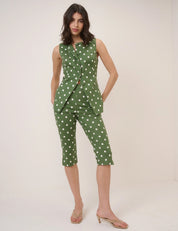 NOBODYS CHILD CAPRI PANTS GREEN SPOT