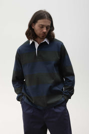 OPENSIDER  CLASSIC RUGBY BLUE/GREEN WIDE STRIPE