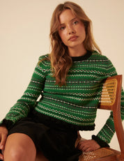 NOBODYS CHILD  FAIR ISLE RUFFLE Green