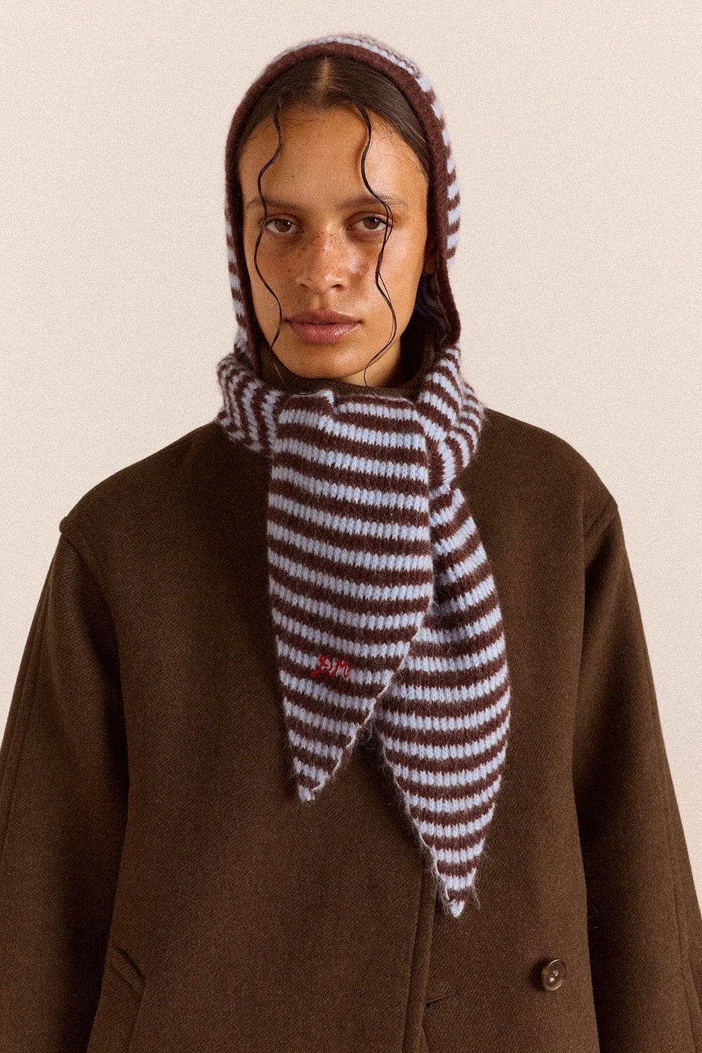 DAMSON MADDER TIE FRONT HOOD BLUE STRIPE