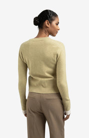 YAYA CONTRAST CARDIGAN PALE OLIVE MELANGE