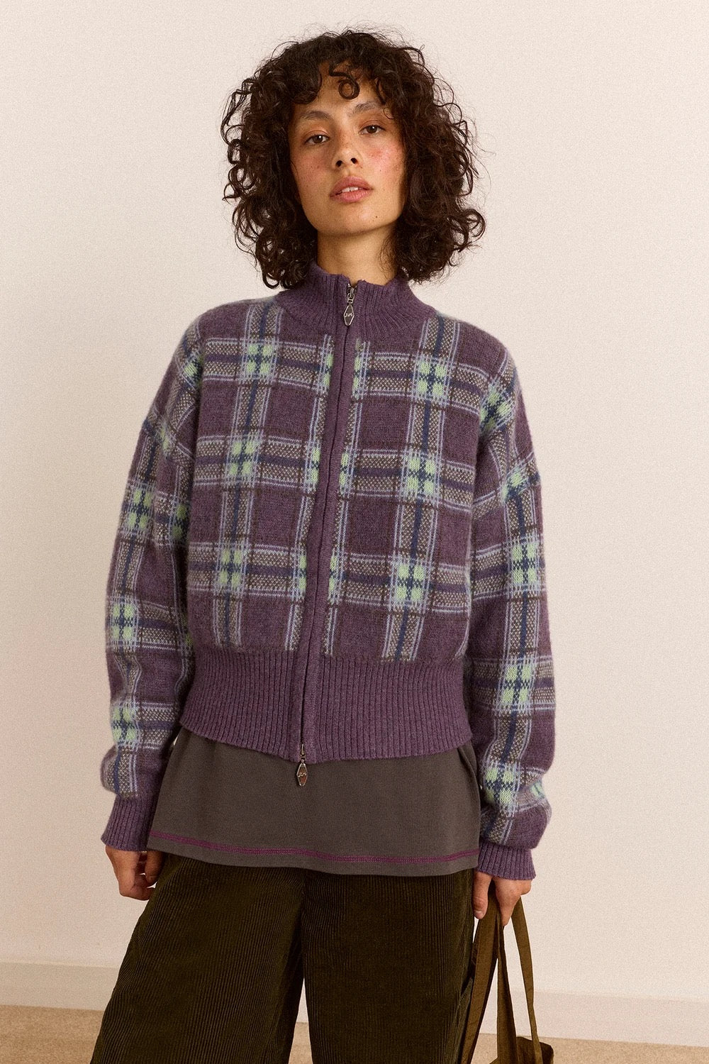 DAMSON MADDER SAFFY MERINO WOOL BRUSHED CHECK