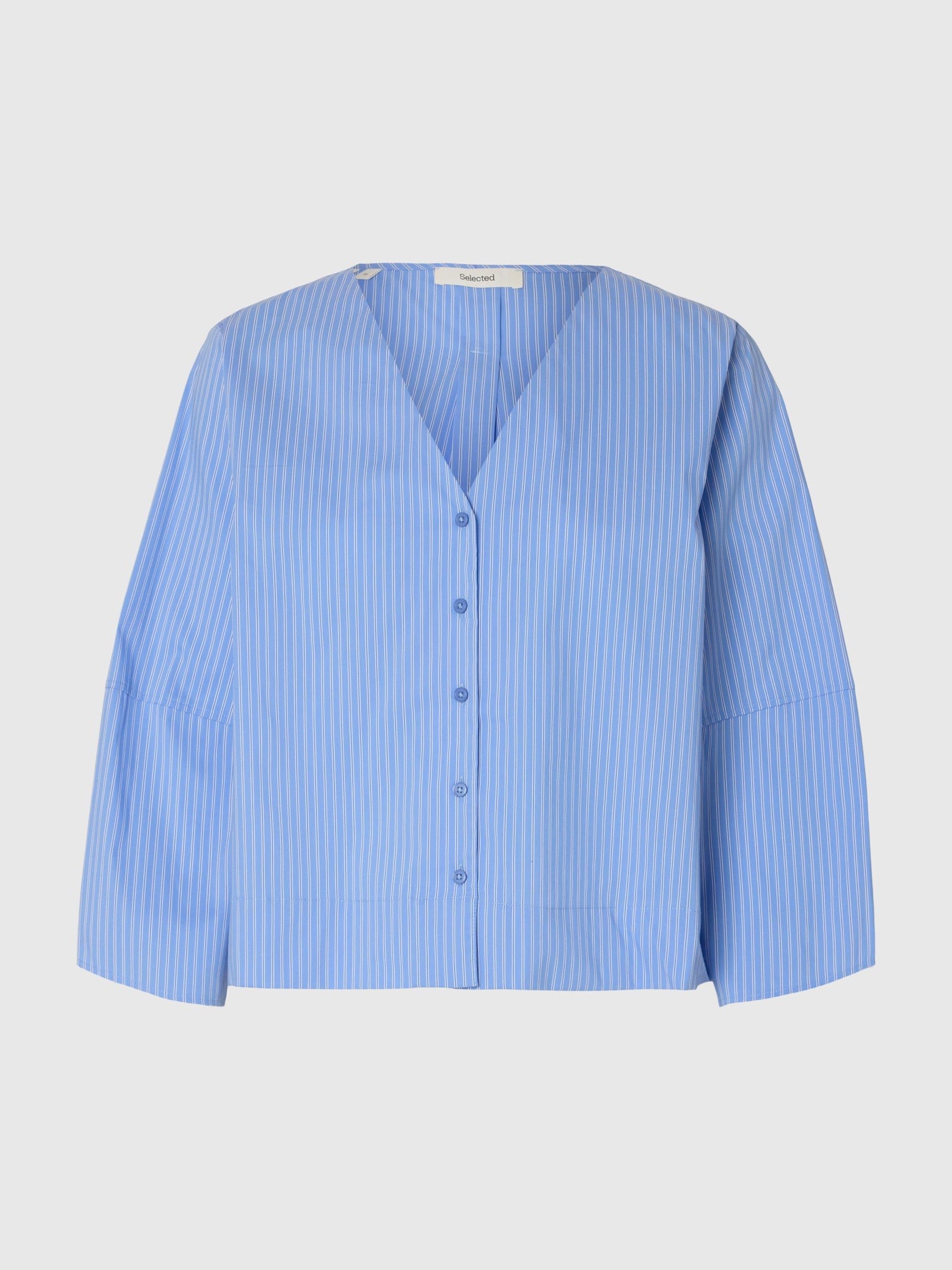 SELECTED BEA 3/4 V NECK DUSTY BLUE