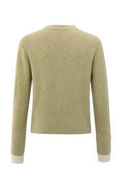 YAYA CONTRAST CARDIGAN PALE OLIVE MELANGE