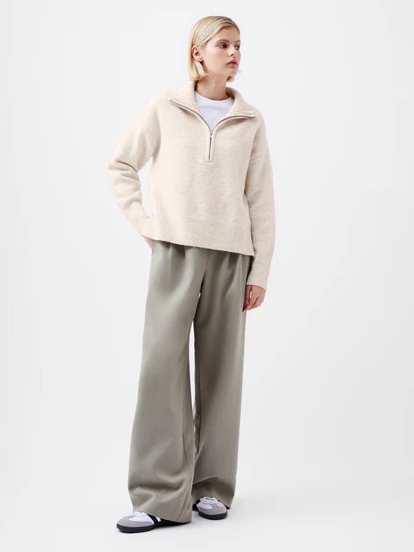 FRENCH CONNECTION  MADDOX HALF ZIP OATMEAL MEL