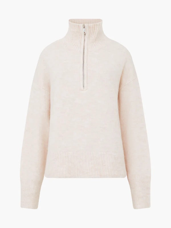 FRENCH CONNECTION  MADDOX HALF ZIP OATMEAL MEL