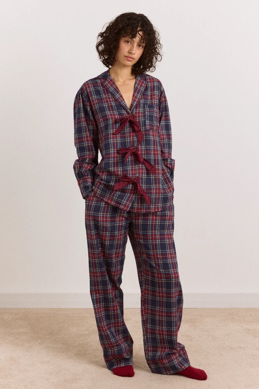 DAMSON MADDER ANOTNELLA PJ SET TAWNY CHECK