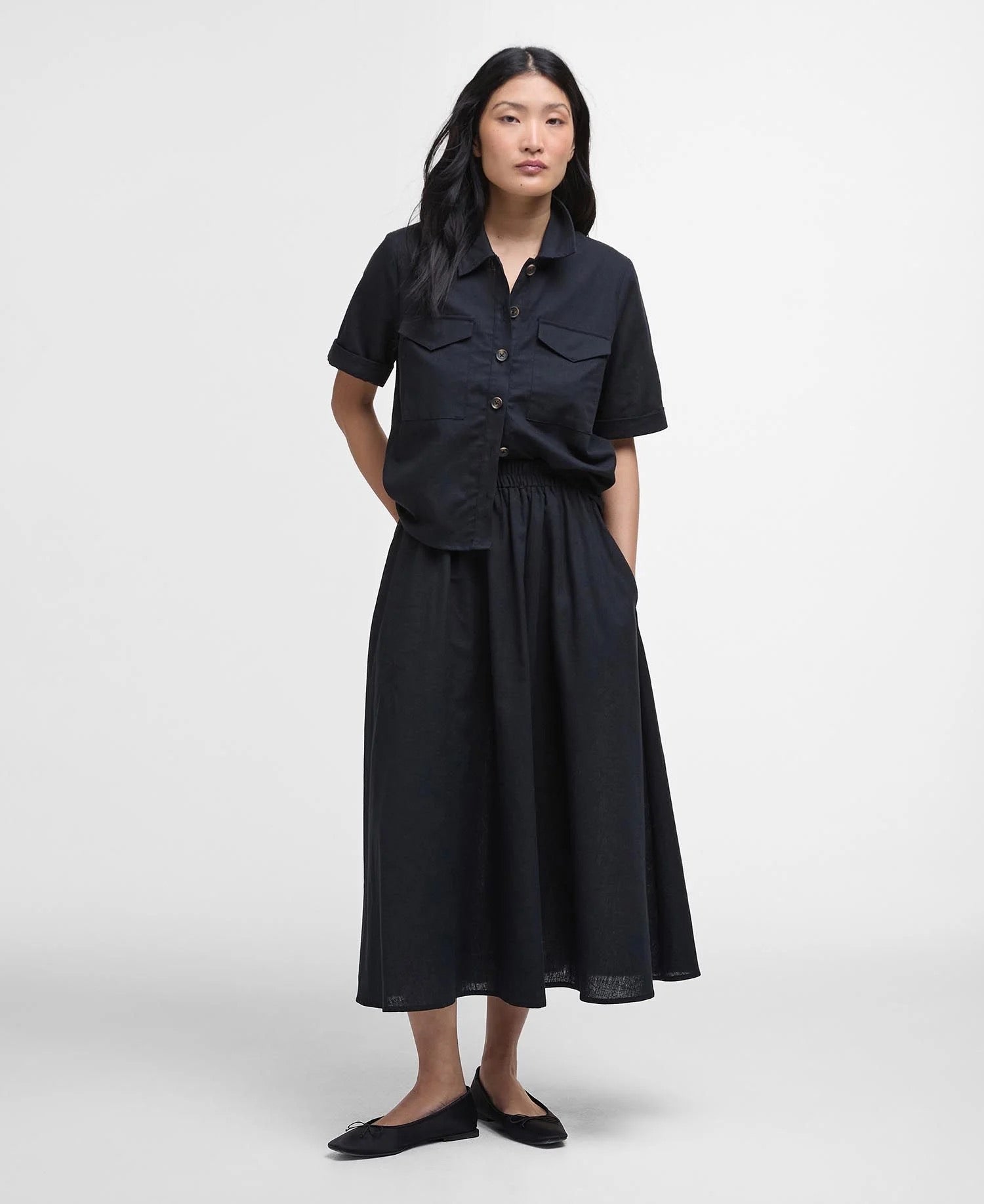 BARBOUR  ELSIE MIDI Black SKIRT