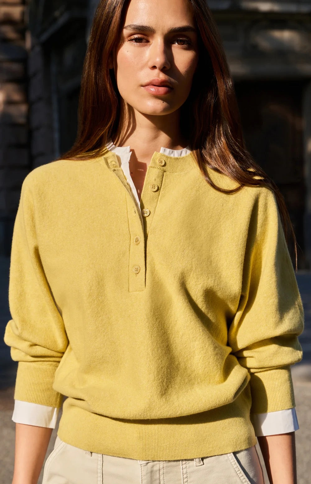 YAYA CREW COLLAR MOSS GREEN MELANGE