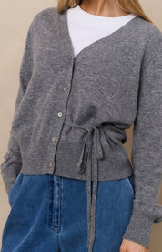 YAYA VNECK TIE MED GREY MELANGE
