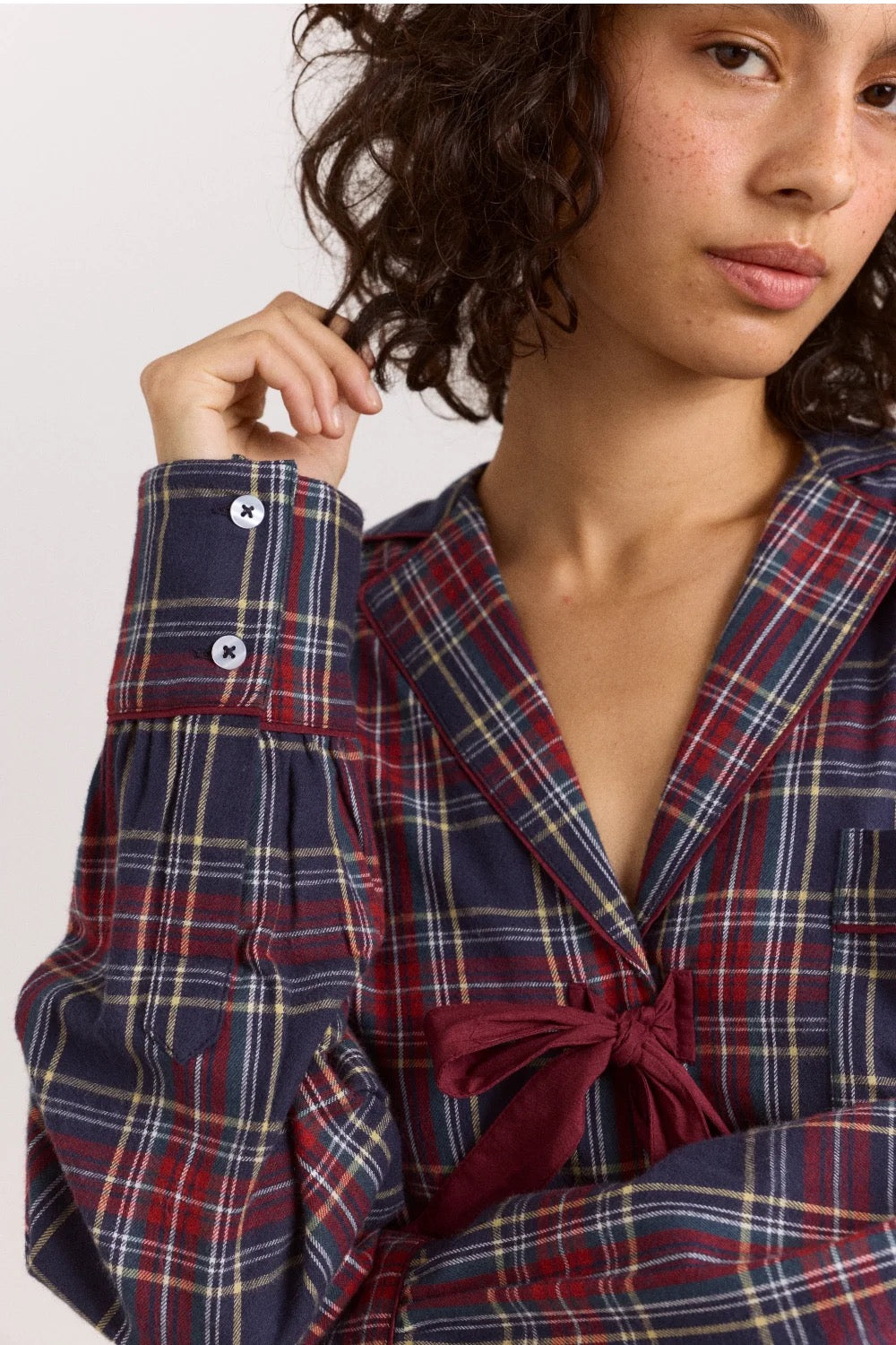 DAMSON MADDER ANOTNELLA PJ SET TAWNY CHECK
