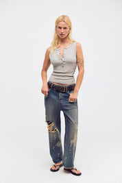 FREE PEOPLE  JAMIE HENLEY TANK QUIET GREY