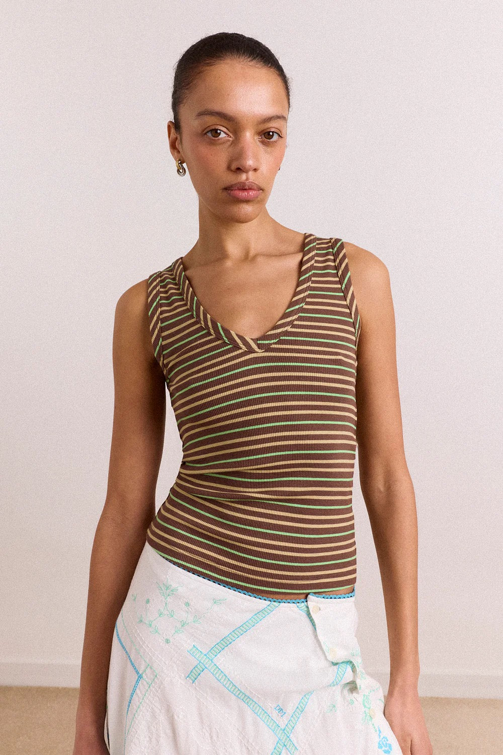 DAMSON MADDER  ARLEA TANK BROWN STRIPE