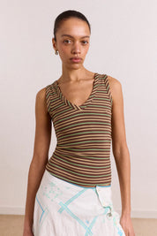 DAMSON MADDER  ARLEA TANK BROWN STRIPE