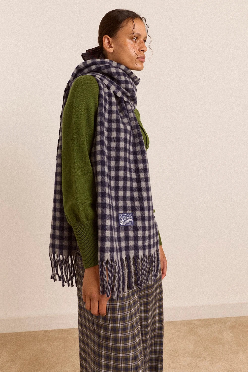 DAMSON MADDER  WOOL SCARF WILLOW GINGHAM