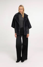 YAYA REVERSIBLE  FAUX FUR DARK ANTHRACITE