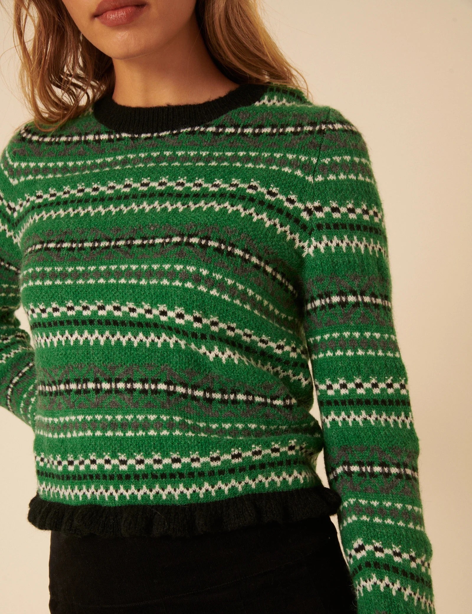 NOBODYS CHILD  FAIR ISLE RUFFLE Green