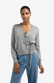 YAYA VNECK TIE MED GREY MELANGE