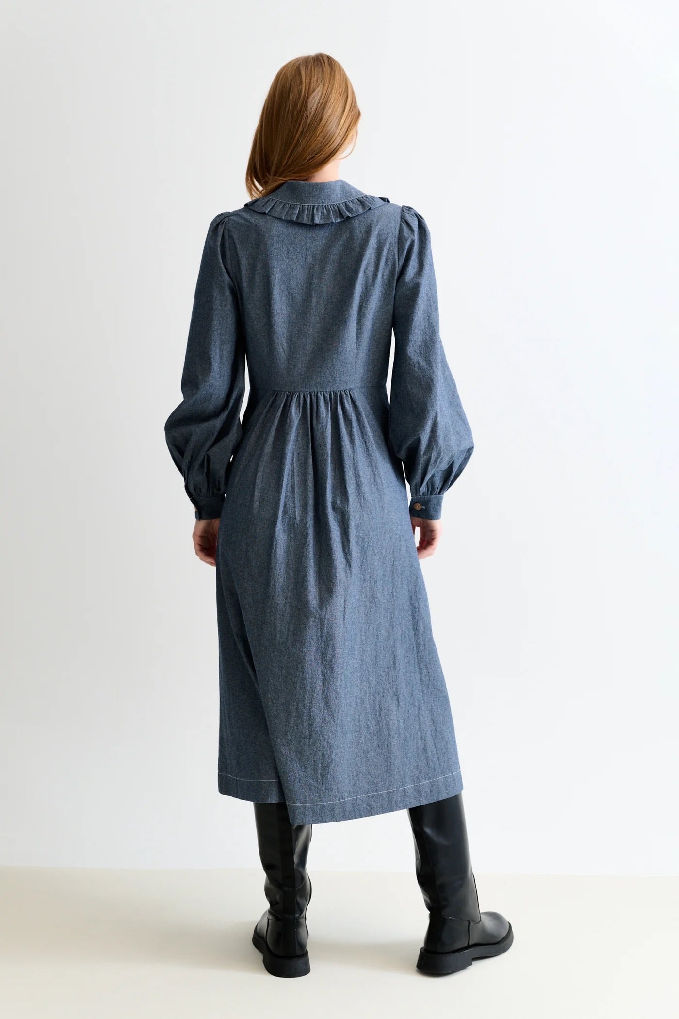 LOUCHE ZOYA CHAMBREY FRILL COLLAR DARK GREY