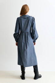 LOUCHE ZOYA CHAMBREY FRILL COLLAR DARK GREY