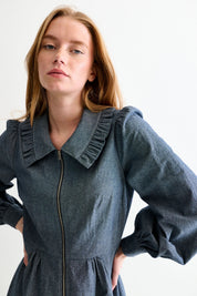 LOUCHE ZOYA CHAMBREY FRILL COLLAR DARK GREY