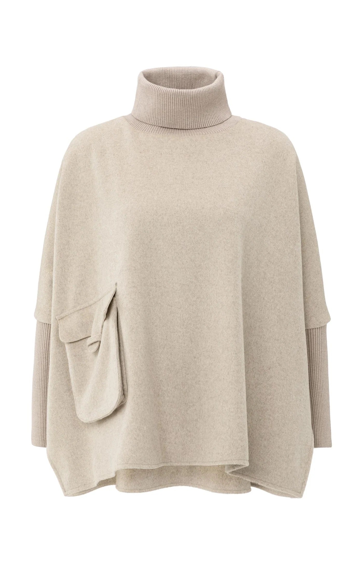 YAYA PONCHO RIBBED SAND MELANGE